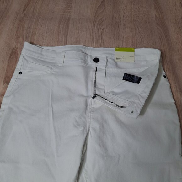 Cropped White Capris George Size 14 Jean Style Zippered Slim Fit Stretchy - Picture 6 of 14